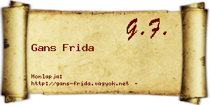 Gans Frida névjegykártya